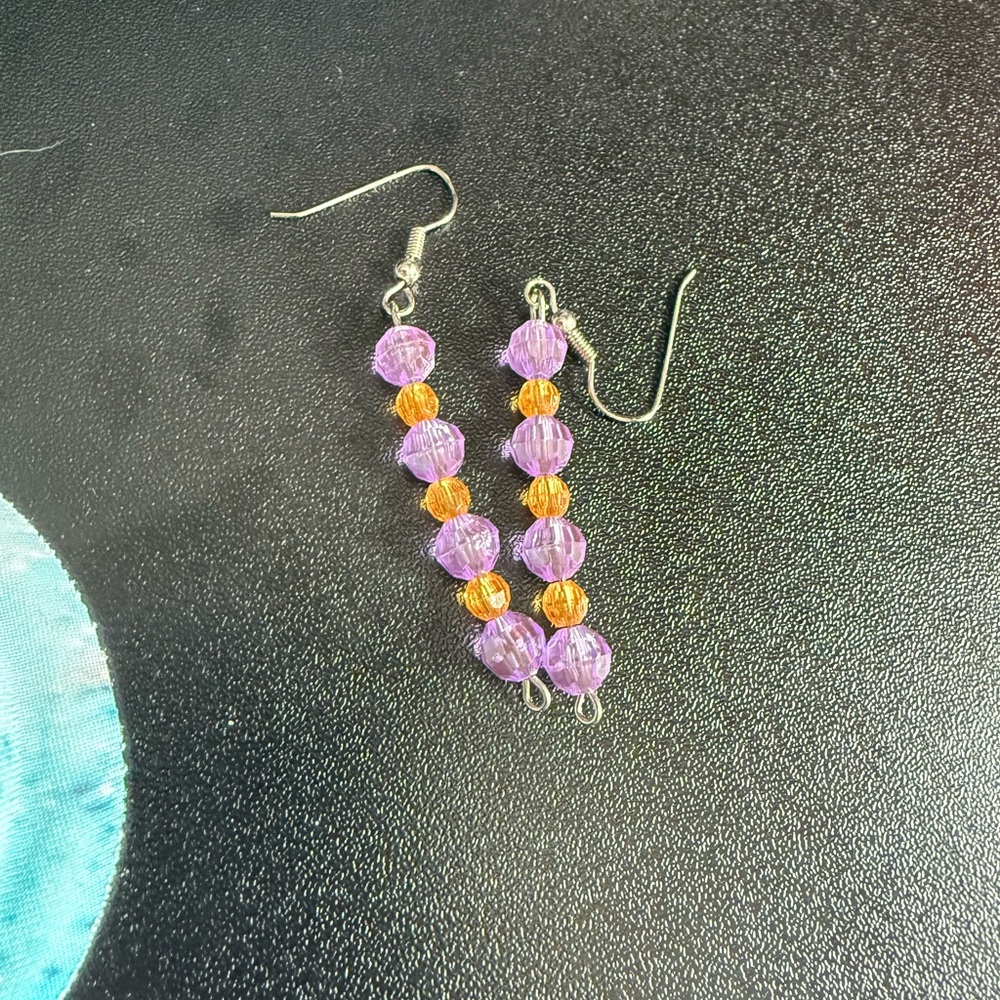 2 for $4 Elegant Purple and Orange Beaded Earrings